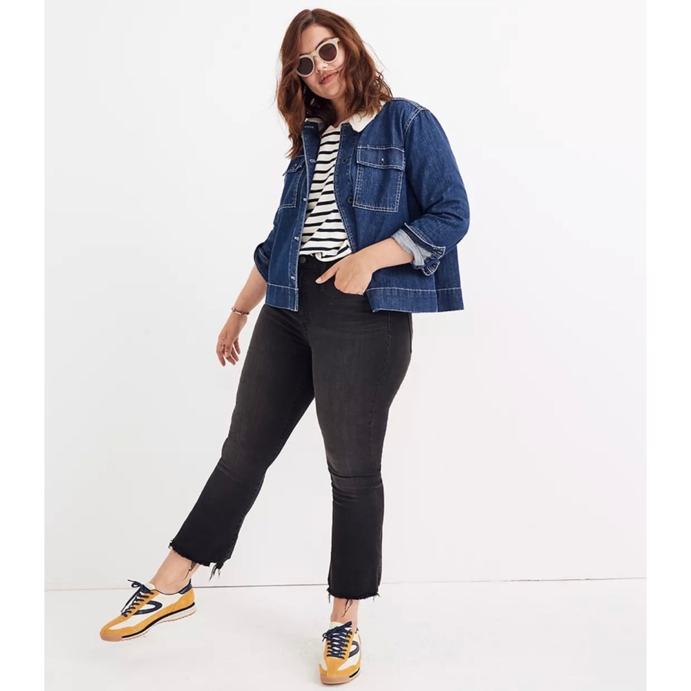 Madewell Cali Demi-Boot Chewed Hem High Rise Stretch Jeans Washed Black